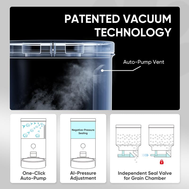 Warcat Smart Vacuum Pet Feeder with Camera, 4.5L Automatic Cat Feeder with Night Vision, 2.4G Wifi Dog Feeder with 2-Way Audio, Timed Feeding & APP Control, Dual Power Supply, Jam-Proof Dry Food Dispenser for Cats & Small Dogs Tiktokshopblackfriday