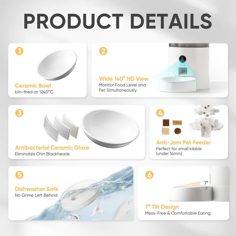 Warcat Smart Vacuum Pet Feeder with Camera, 4.5L Automatic Cat Feeder with Night Vision, 2.4G Wifi Dog Feeder with 2-Way Audio, Timed Feeding & APP Control, Dual Power Supply, Jam-Proof Dry Food Dispenser for Cats & Small Dogs Tiktokshopblackfriday