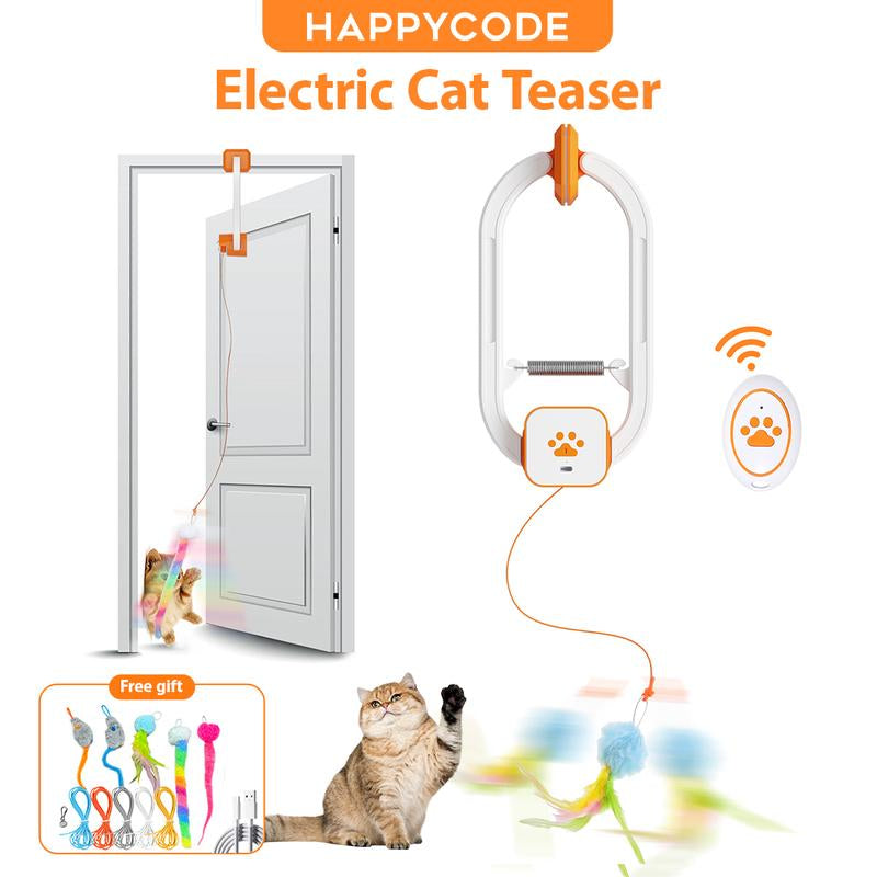 Happycode Rechargeable Interactive Pets Toy,Electric Cat Teaser,Upgraded Dual Mode, Irregular Rocking & 360° Spinning with Remote, Door Clip Design, Stimulates Mind & Body, Motion Activated, Cat Toys, Cat Stuff