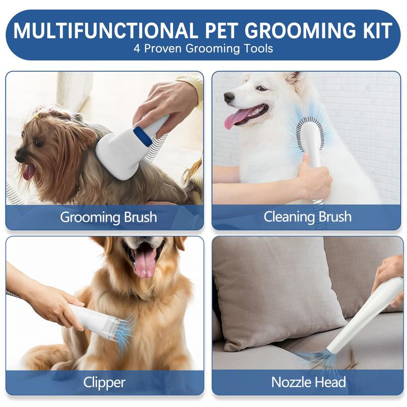 Multi-Suction Pet Grooming Kit, 2.3L, with Pet Grooming Tools for Shedding Pet Hair, New Upgrade