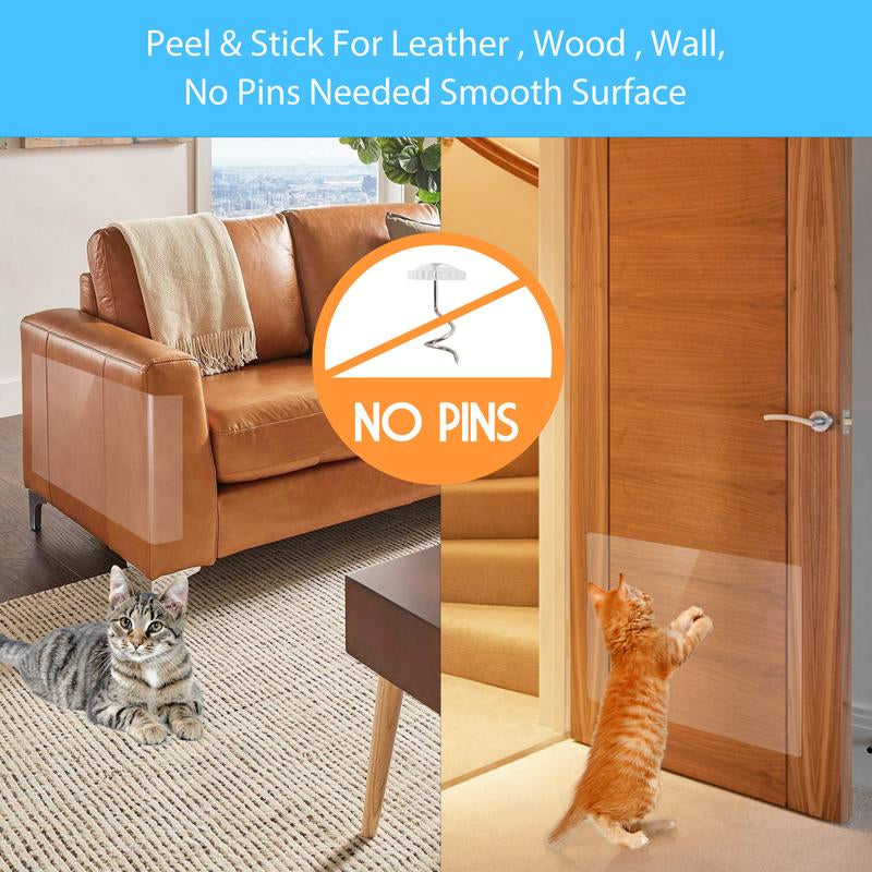 8Pcs Cat Scratch Guards Couch Anti-Scratch Deterrent Large Pad Tape Clear Furniture Protectors Scratch Protector